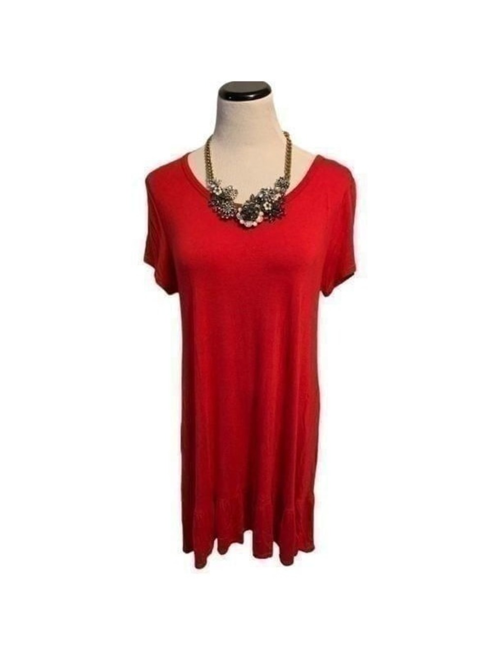 Twenty Second Red Ruffle Hem Dress Sz L